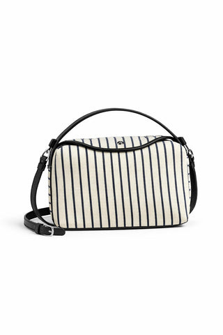 Canvas Bag with Leather Detail Striped