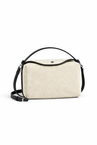 Canvas Bag with Leather Detail Ecru