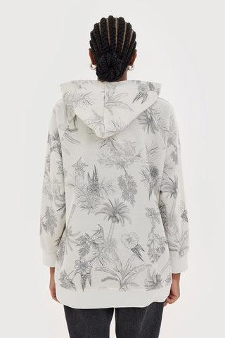 Hooded and Patterned Sweatshirt Gray