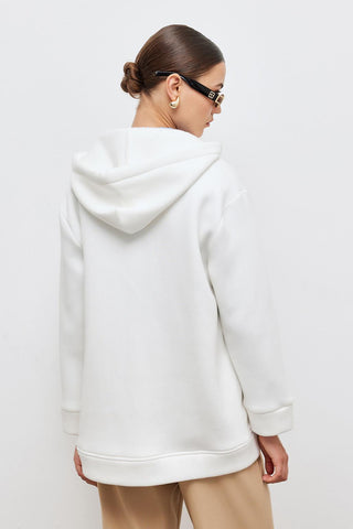 Hooded Thick Cardigan Ecru