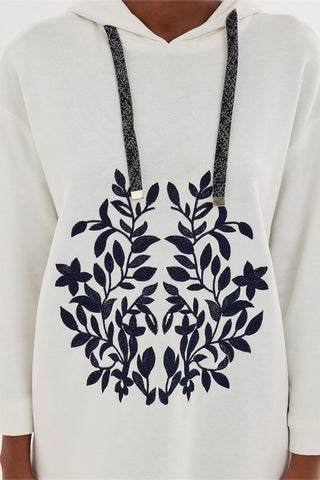 Hooded Embroidered Sweatshirt Ecru