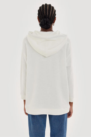 Hooded Embroidered Sweatshirt Ecru