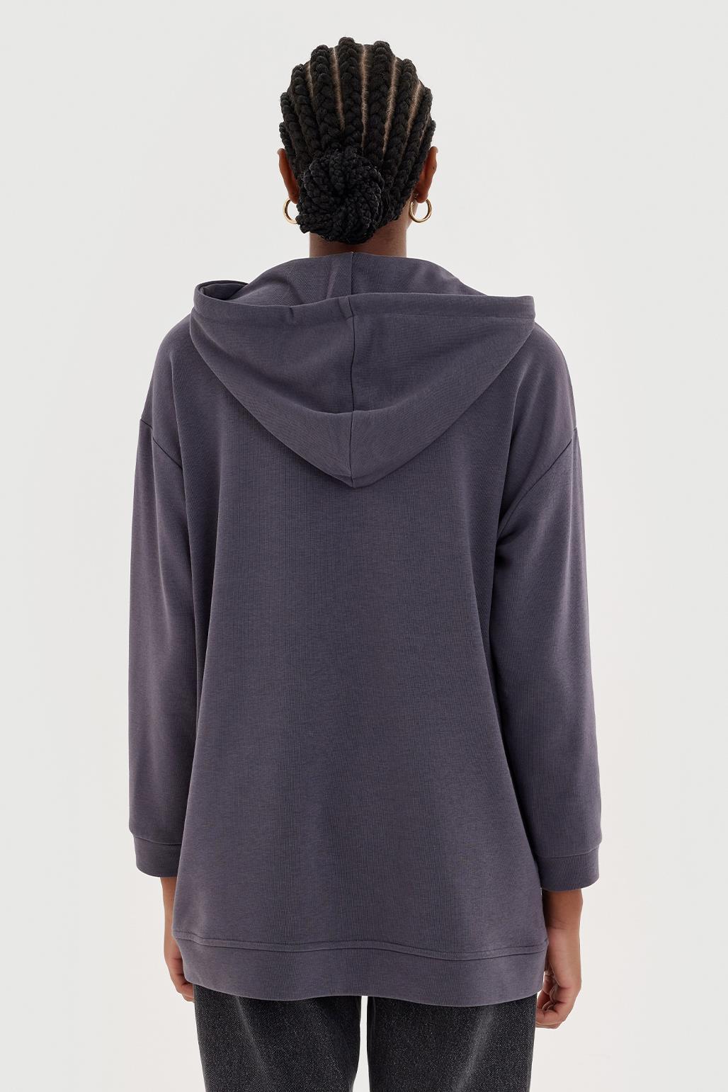 Hooded Embroidered Sweatshirt Anthracite