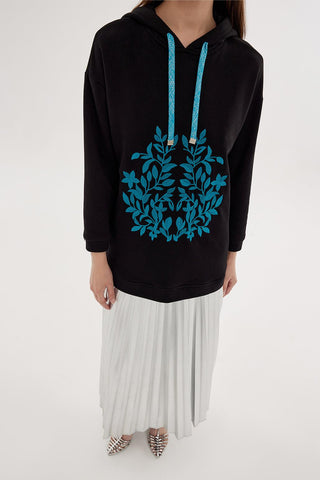 Hooded Embroidered Sweatshirt Black