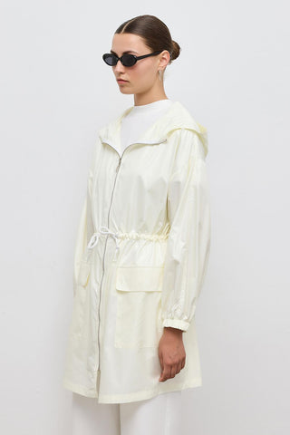 Hooded Raincoat Ecru