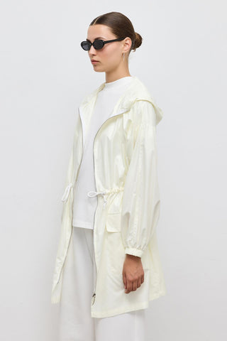 Hooded Raincoat Ecru