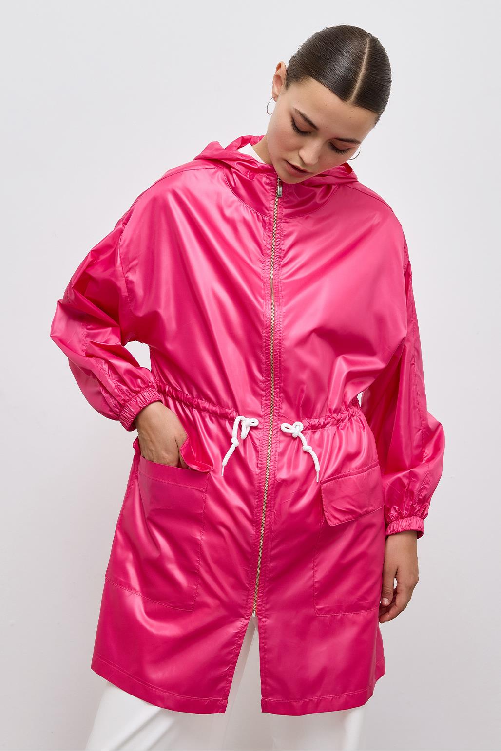 Hooded Raincoat Fuchsia