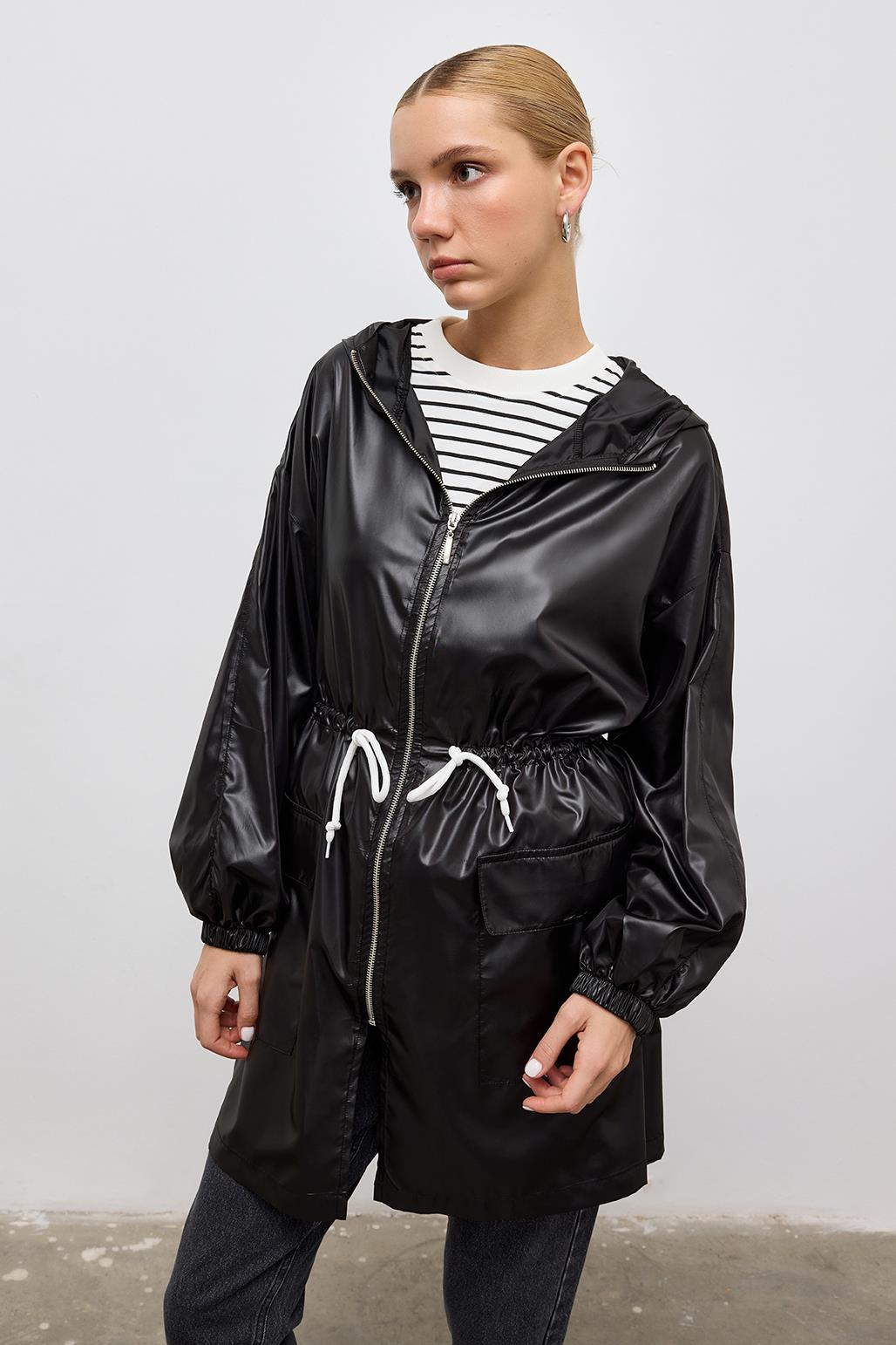 Hooded Raincoat Black