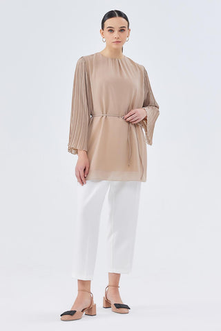 Karina Pleated Tunic Mink