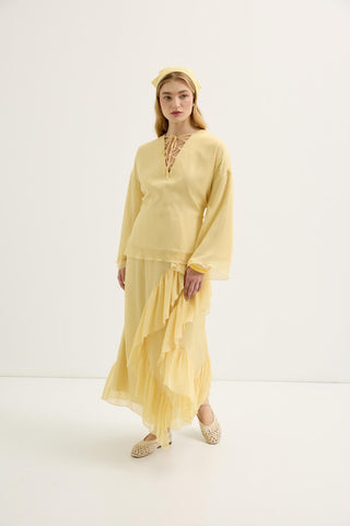 Tiered Ruffled Skirt Yellow