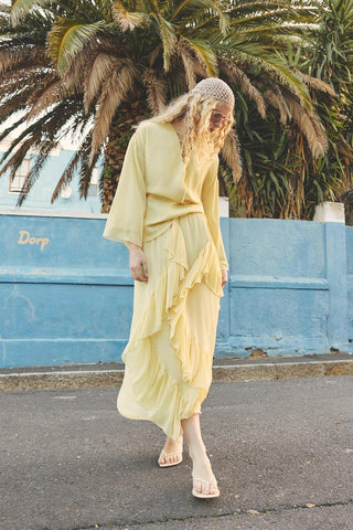 Tiered Ruffled Skirt Yellow