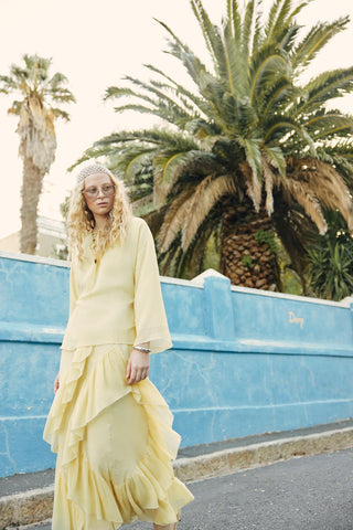 Tiered Ruffled Skirt Yellow