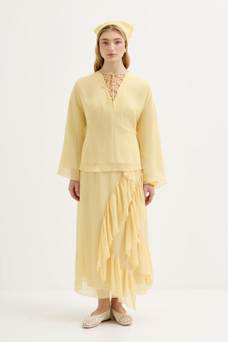 Tiered Ruffled Skirt Yellow