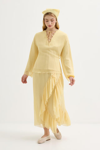 Tiered Ruffled Skirt Yellow
