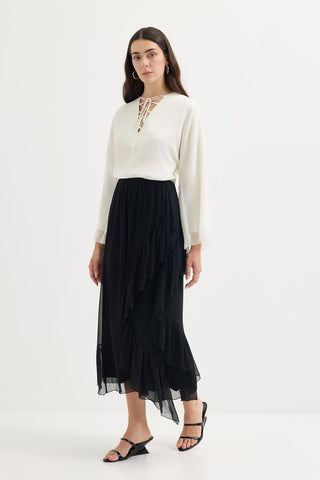 Tiered Ruffled Skirt Black