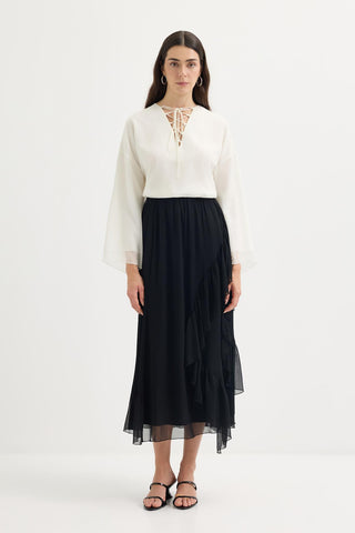 Tiered Ruffled Skirt Black