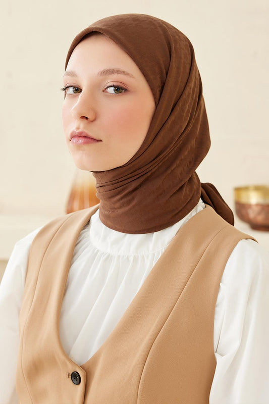 Pattern Modal Jacquard Scarf Mocha