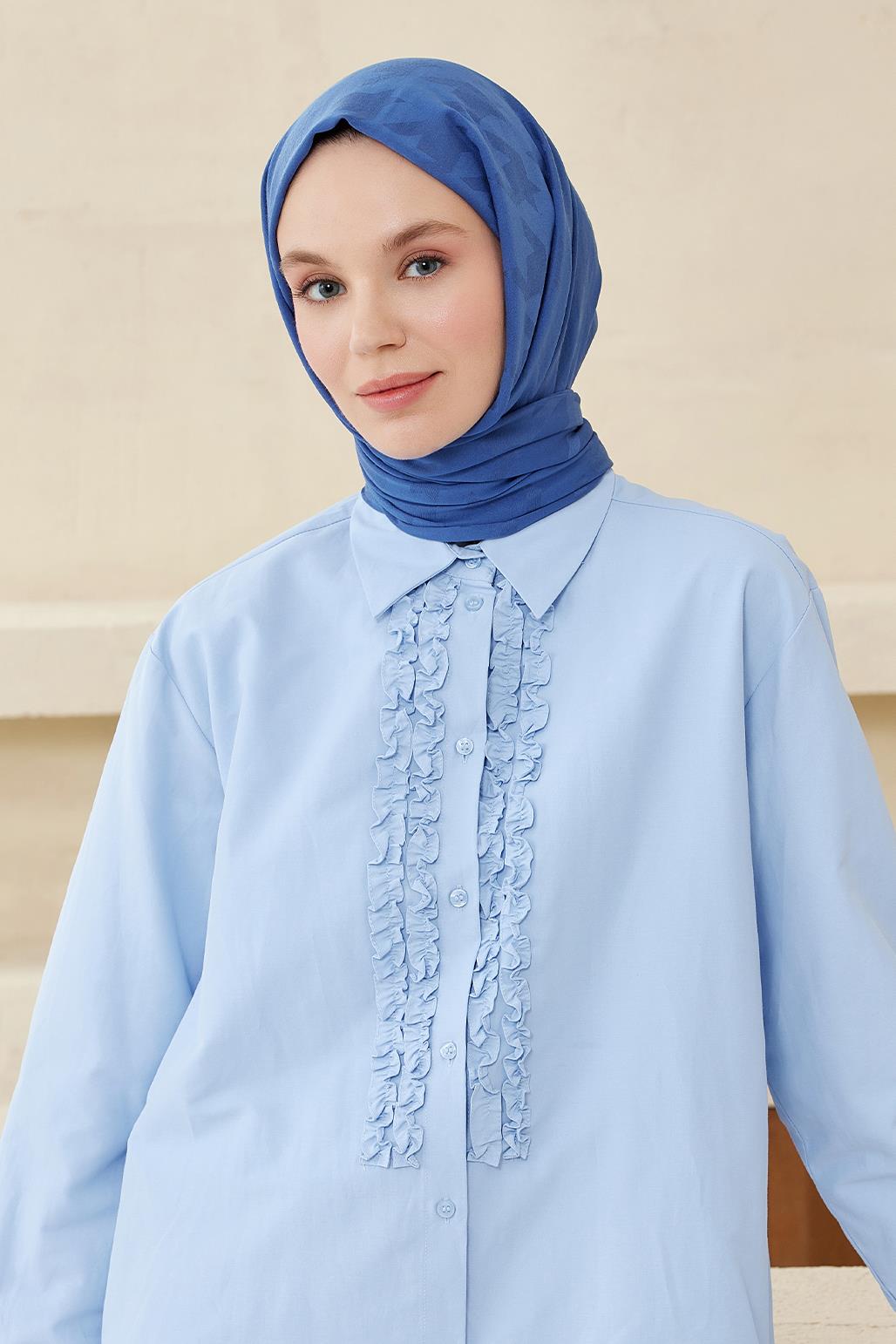 Pattern Modal Jacquard Shawl Blue