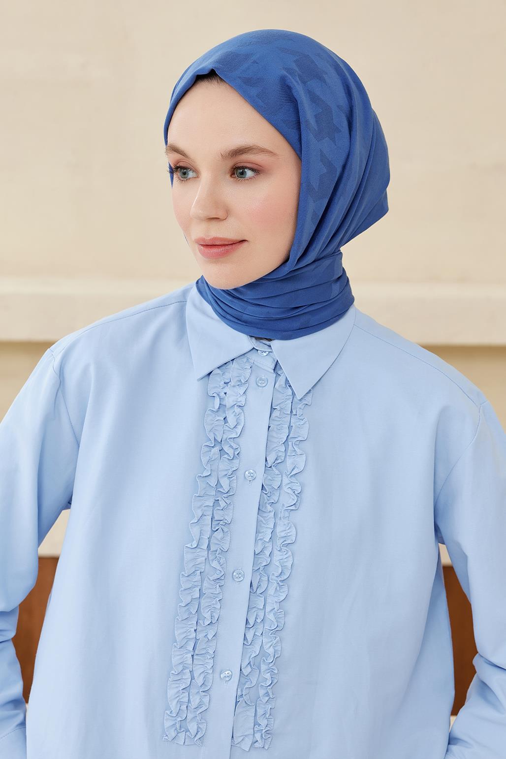 Pattern Modal Jacquard Shawl Blue