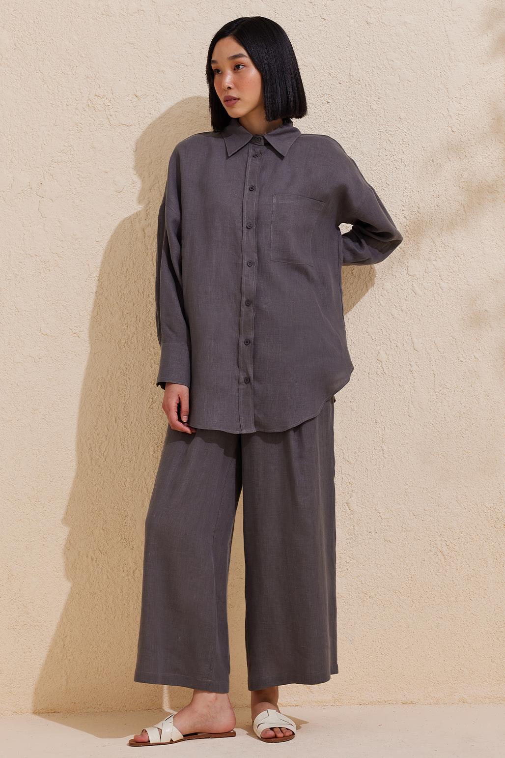 Linen Basic Shirt Anthracite