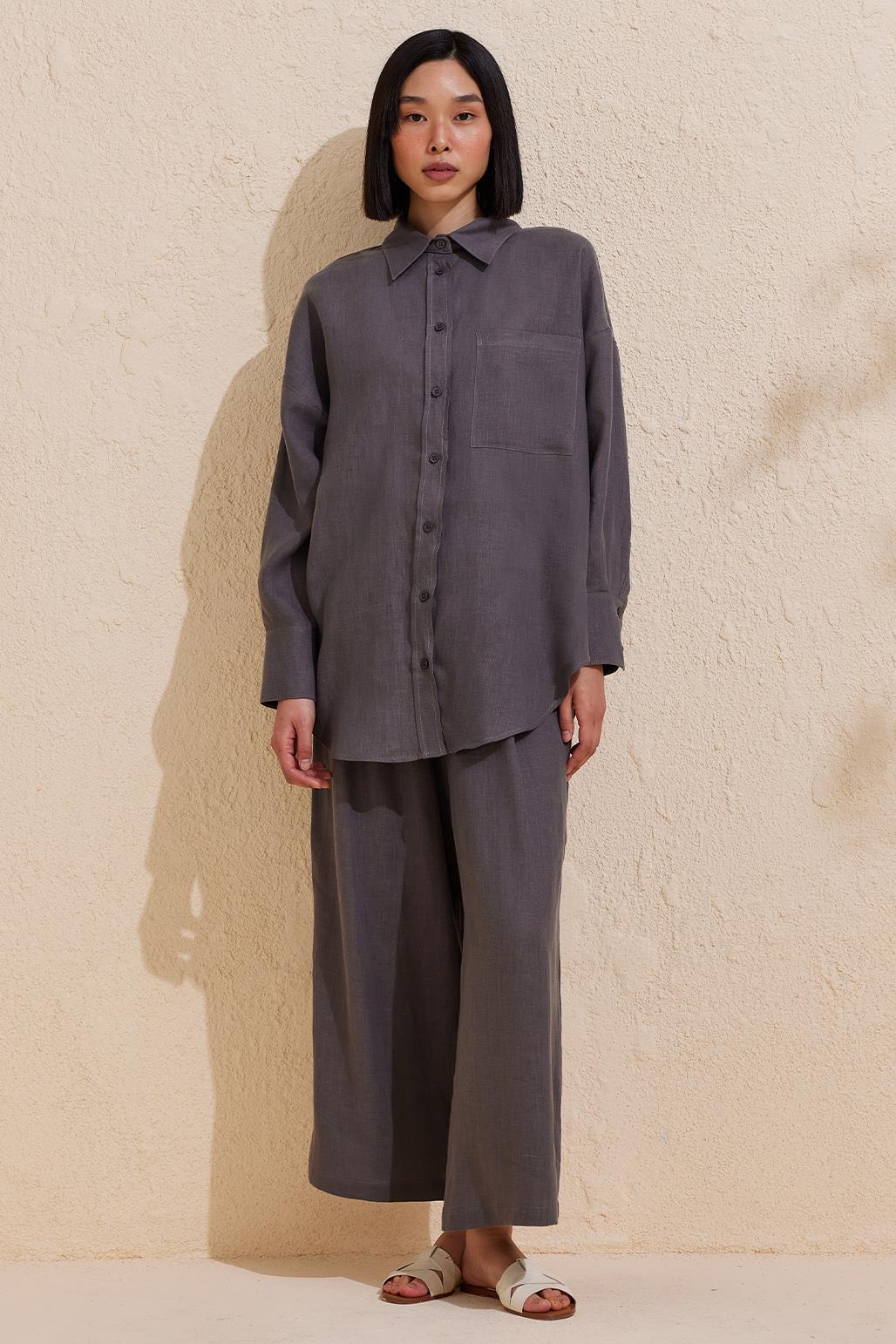 Linen Basic Shirt Anthracite