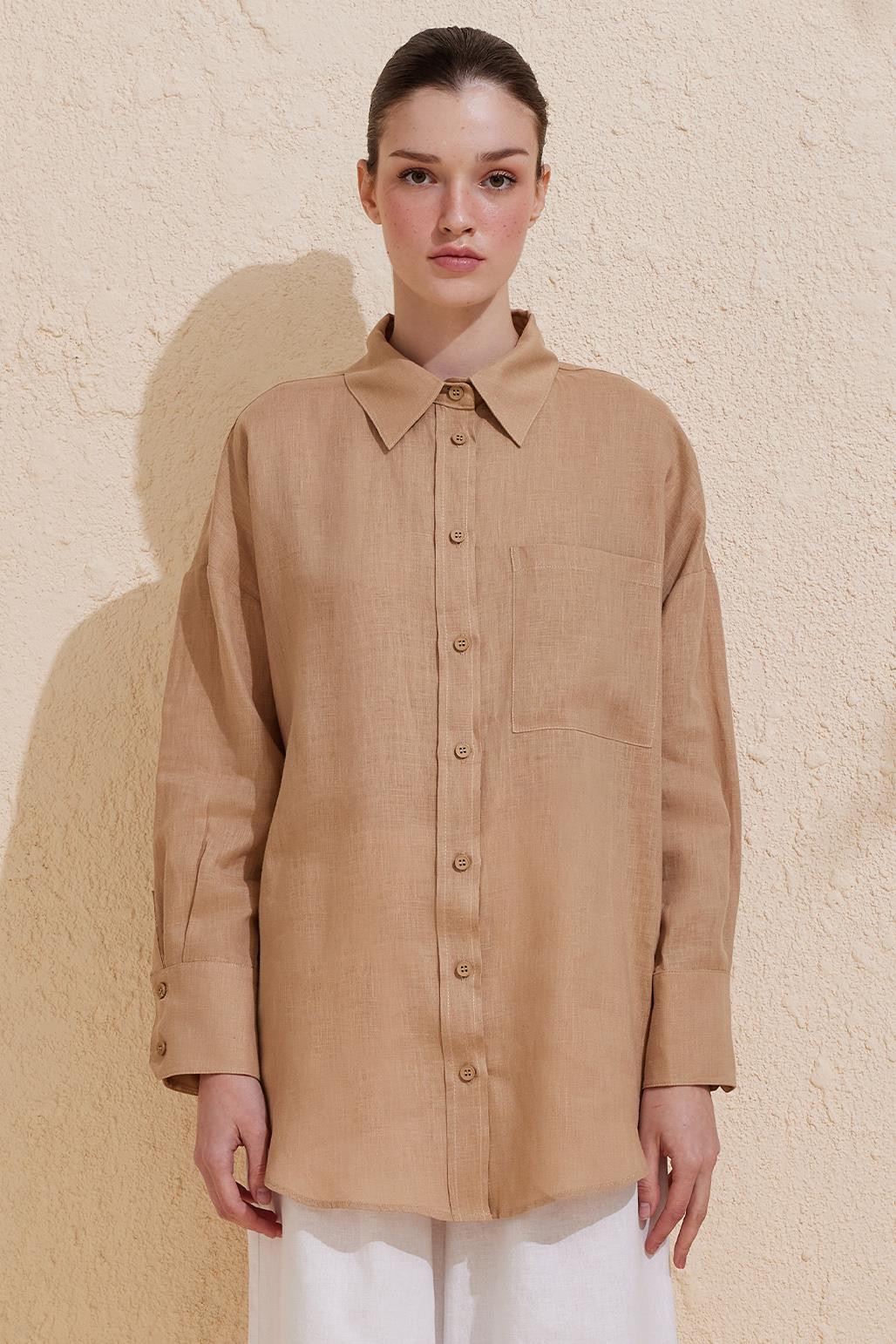 Linen Basic Shirt Camel