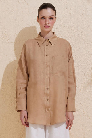 Linen Basic Shirt Camel