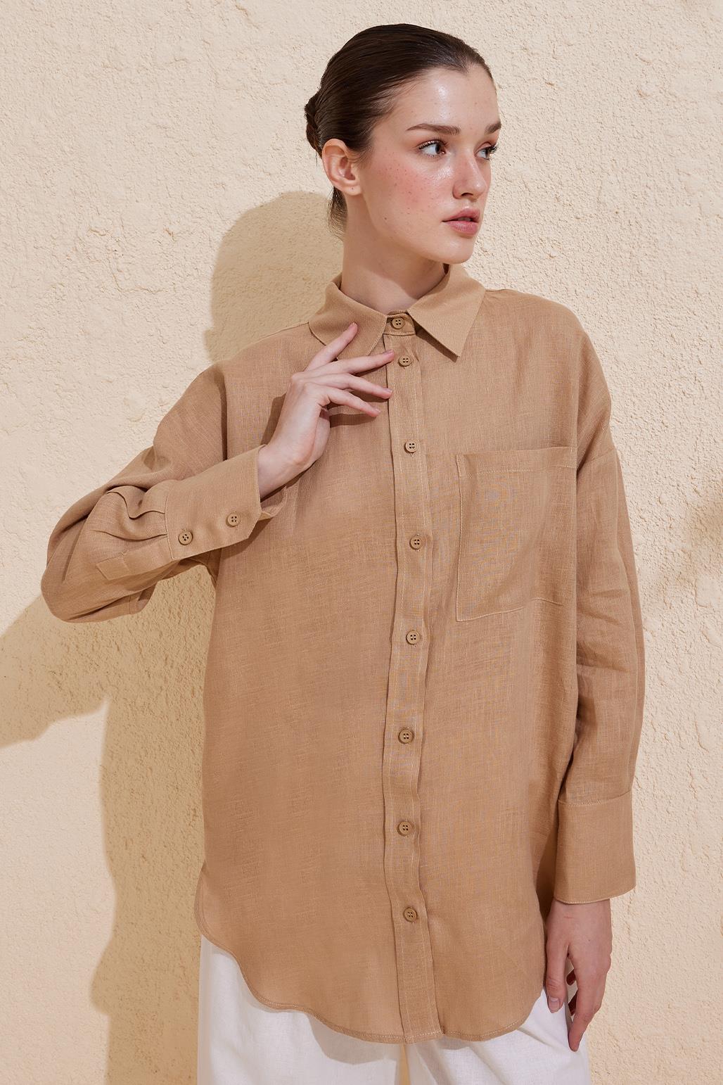 Linen Basic Shirt Camel