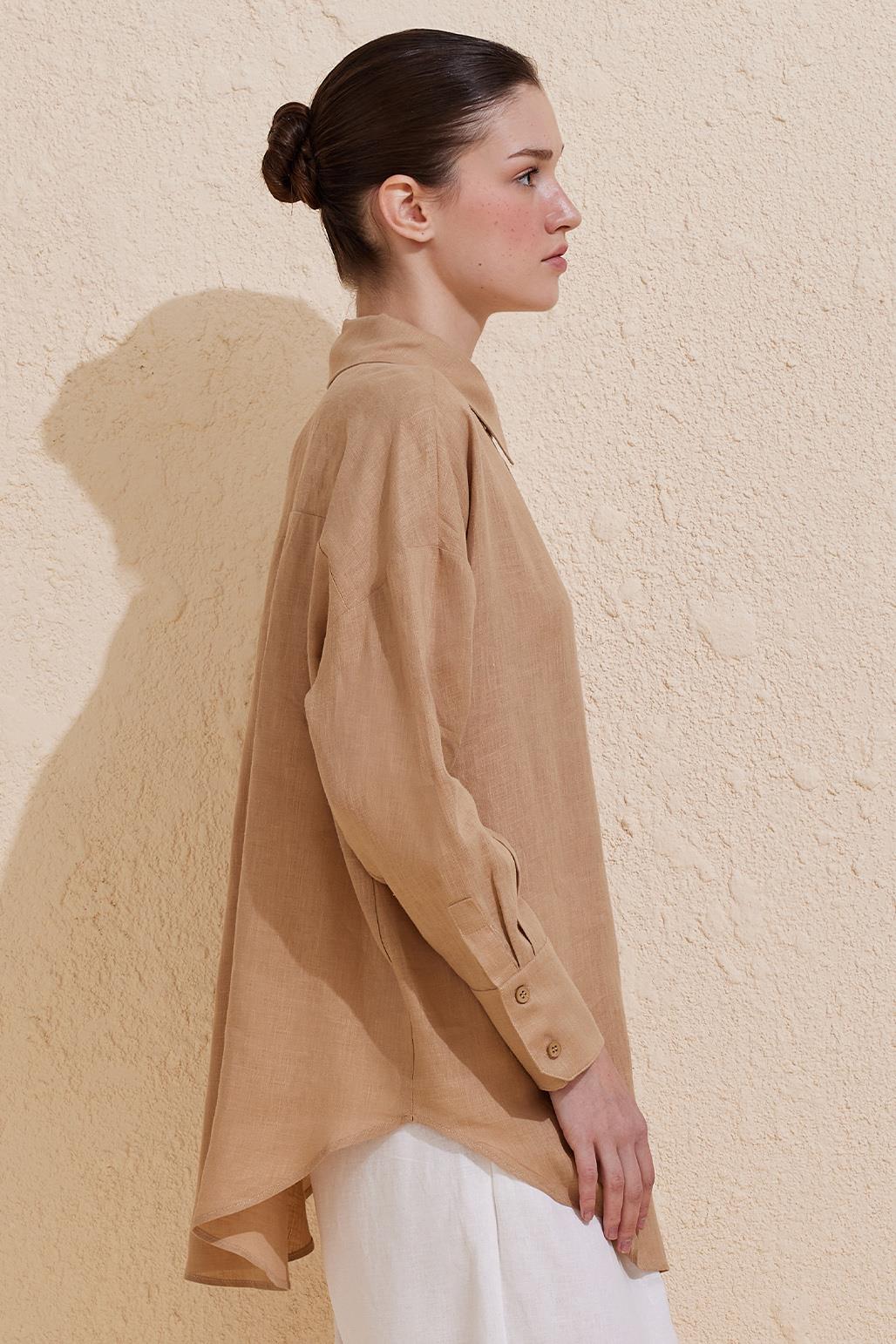 Linen Basic Shirt Camel