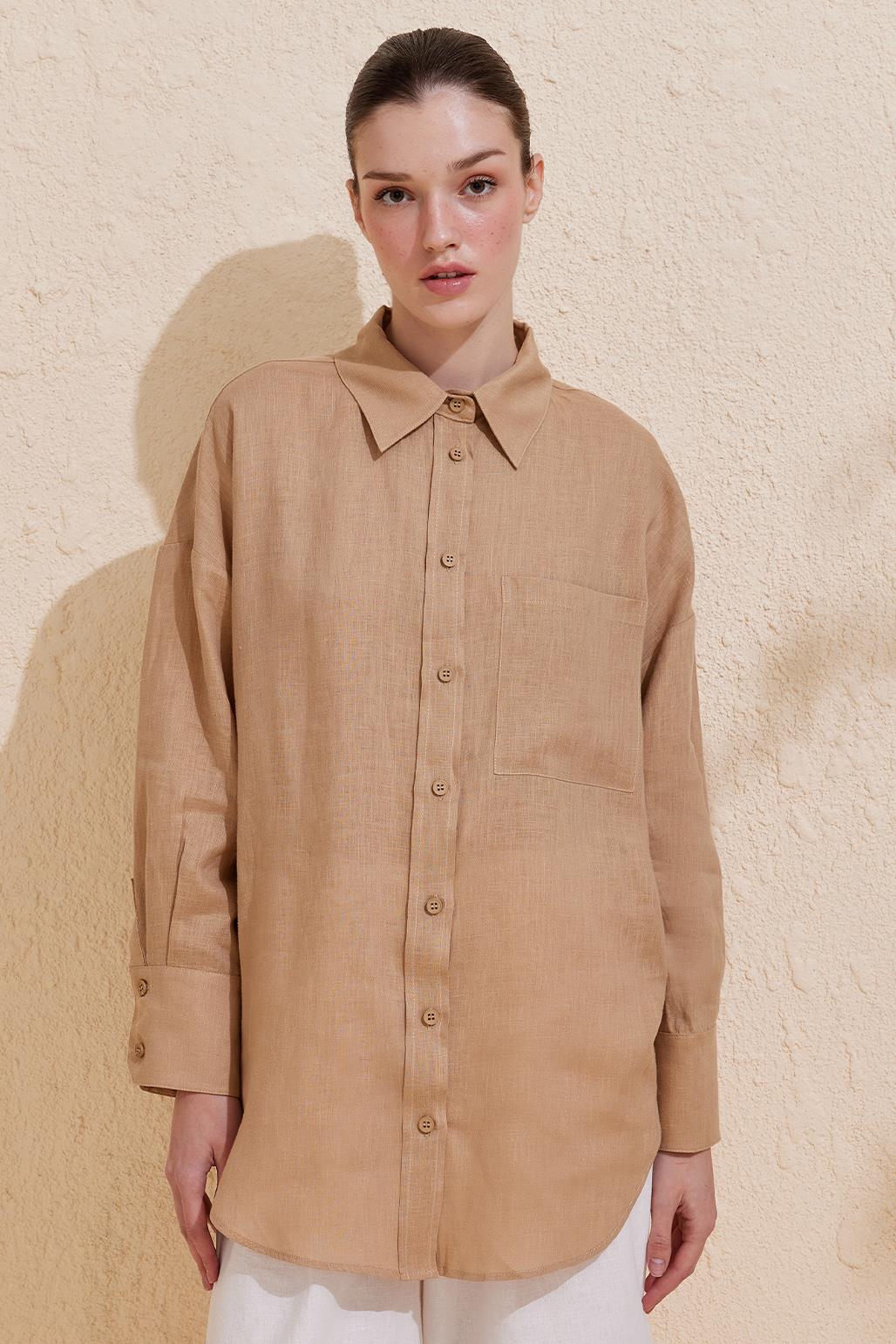 Linen Basic Shirt Camel