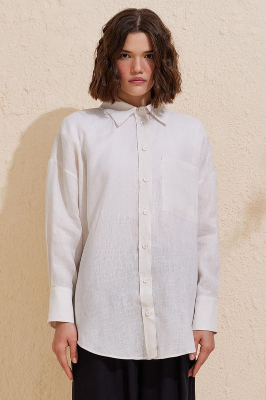 Linen Basic Shirt Ecru