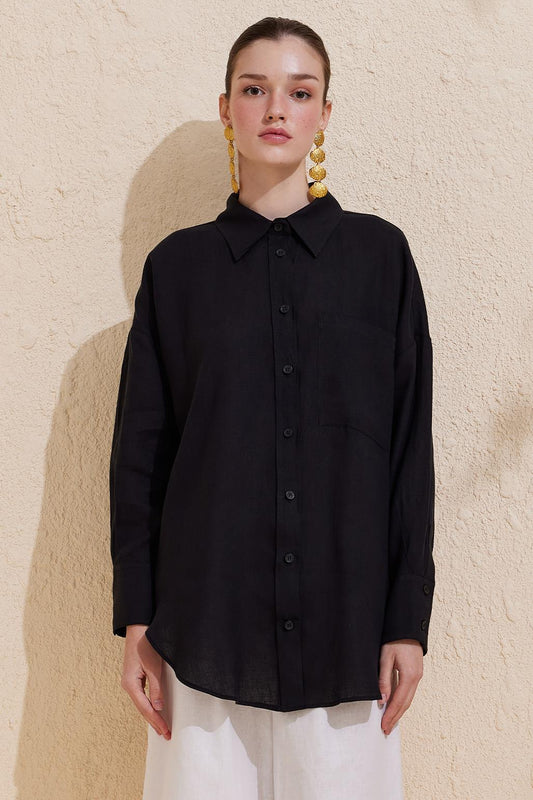 Linen Basic Shirt Black