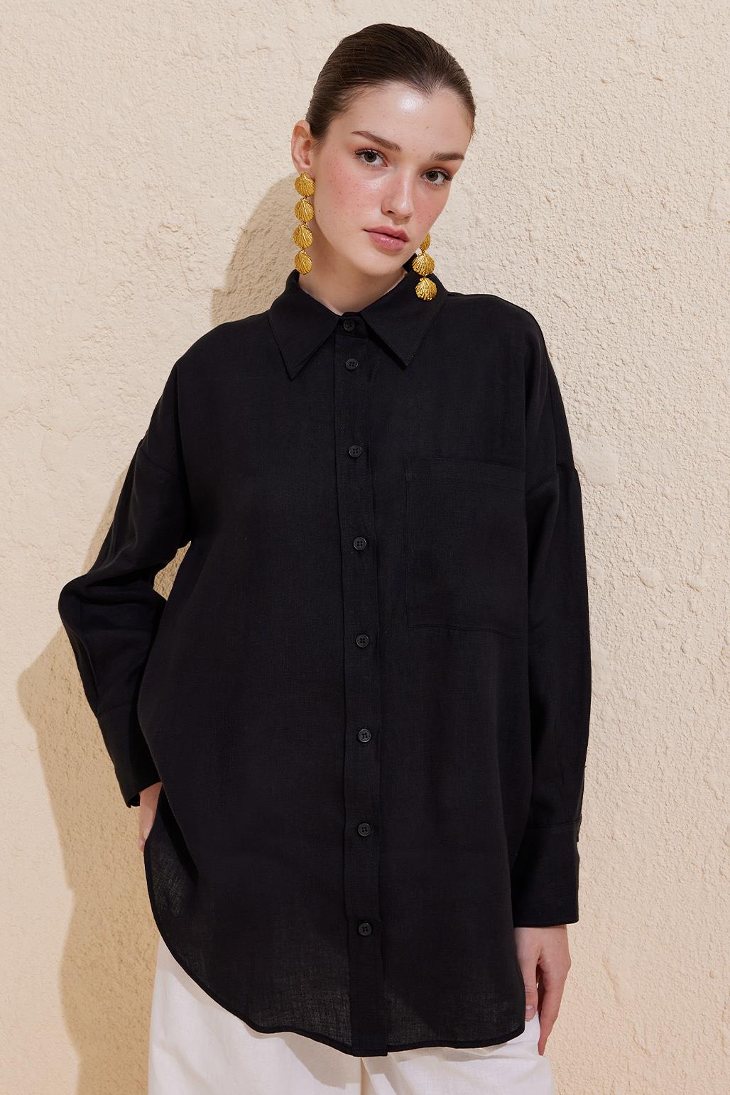 Linen Basic Shirt Black