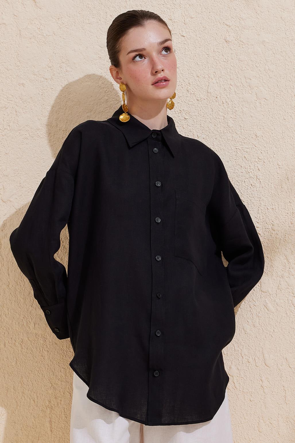 Linen Basic Shirt Black