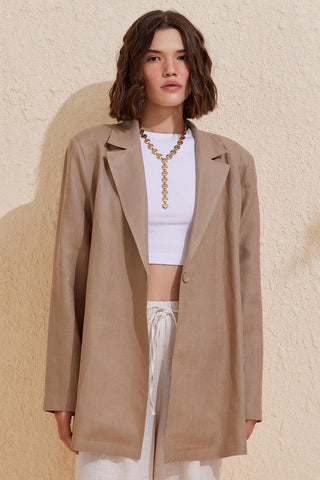 Linen Pera Jacket Camel
