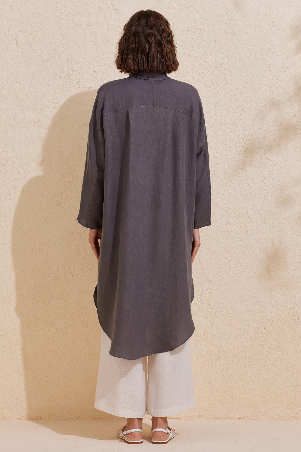 Linen Long Shirt Anthracite