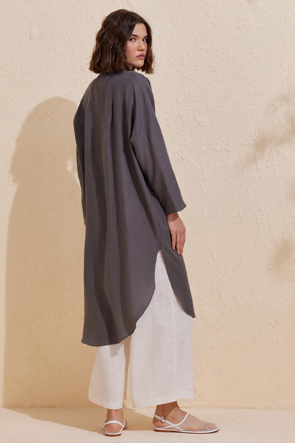 Linen Long Shirt Anthracite