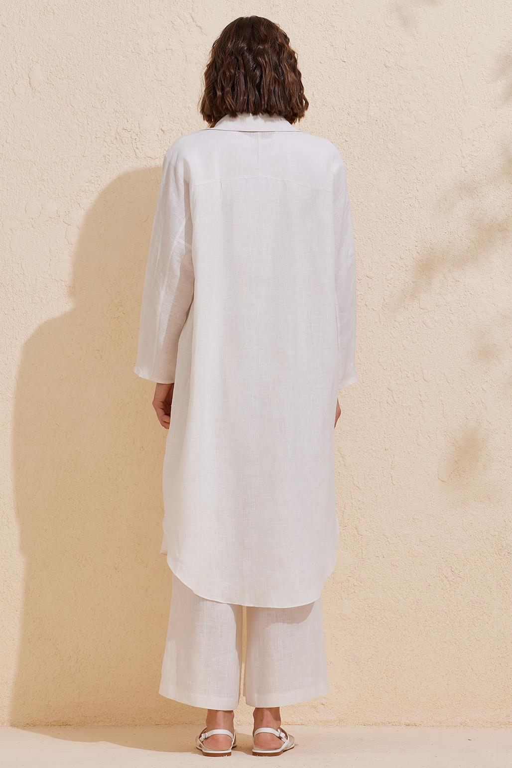 Linen Long Shirt Ecru