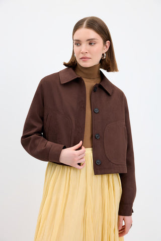 Suede Short Jacket Brown