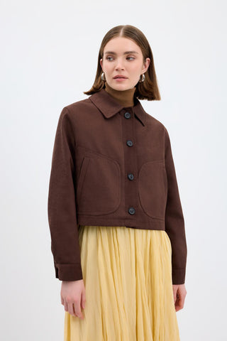Suede Short Jacket Brown