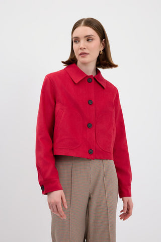 Suede Short Jacket Red