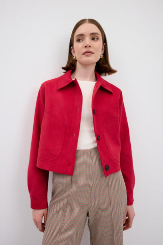 Suede Short Jacket Red