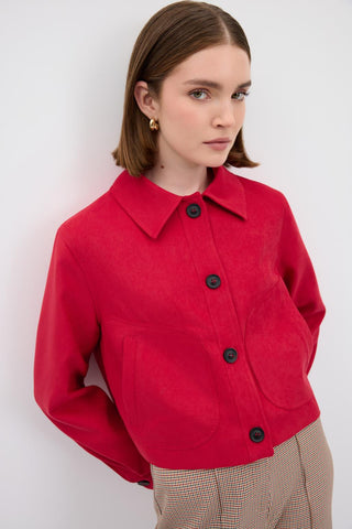 Suede Short Jacket Red
