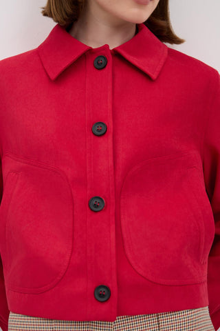 Suede Short Jacket Red