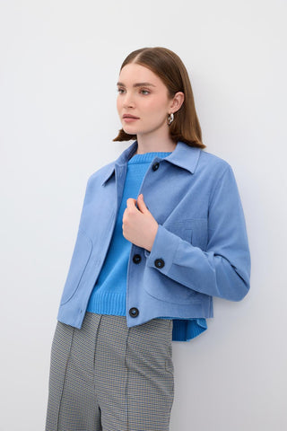 Suede Short Jacket Blue