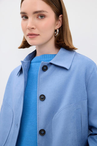 Suede Short Jacket Blue