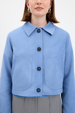 Suede Short Jacket Blue