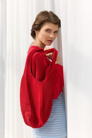 Knitted Shoulder Bag Red