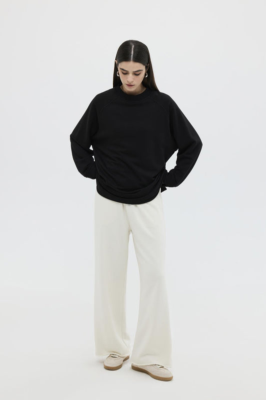 Knitted Sweat with Slit Detail Black