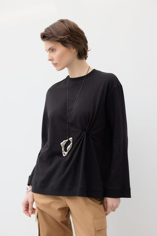 Knot Detail T-Shirt Black